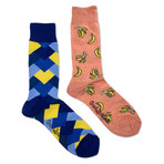 Scales Bananas Socks // Pack Of 2 // Blue + Orange