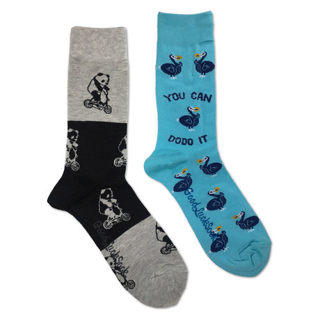 Pandas Bikes You Can Dodo It Socks // Pack Of 2 // Grey + Blue