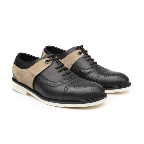 Kaiser Cap-Toe Brogue Oxfords // Black + Grey (US: 8)