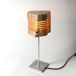 Reclaimed Wood Light Sculpture // Aluminum Stand