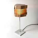 Reclaimed Wood Light Sculpture // Aluminum Stand