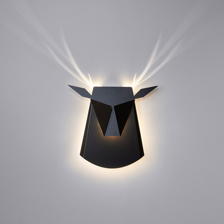 Aluminium Deer Head LED Light // Black (Plug)