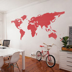 Striped World Map // Light Red (45'' W x 22'')