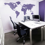 Striped World Map // Purple (45'' W x 22'')