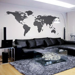 Striped World Map // Black (45'' W x 22'')