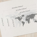 Striped World Map // White (45'' W x 22'')