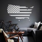 United States Flag Map // White (75”W x 45"H)