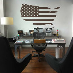 United States Flag Map // Brown (35"W x 22"H)