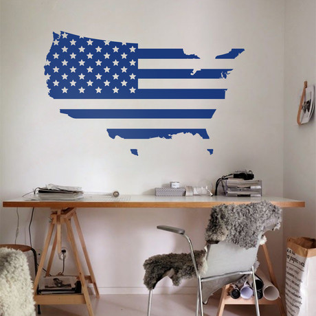 United States Flag Map // Blue (75”W x 45"H)
