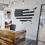 United States Flag Map // Black (75”W x 45"H)