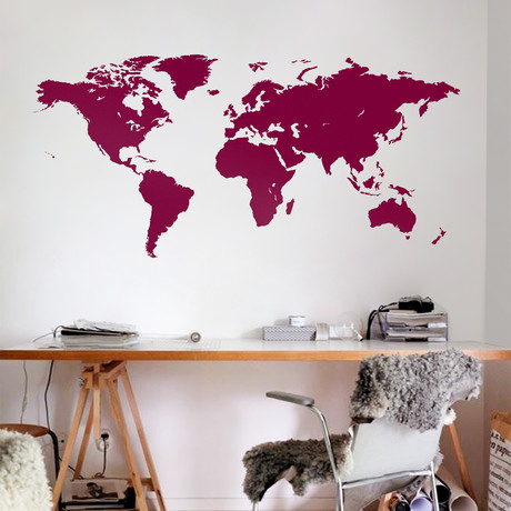 World Map // Purple + Red (140”W x 67"H)
