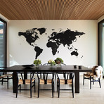 World Map // Black (46"W x 22"H)