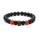 Matte Onyx Soul Bracelet // Silver + Orange
