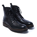 Del Re // Wing Cap Derby Ankle Boot // Black (Euro: 46)