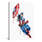 Avengers Assemble // Captain America // Watercolor Splatter (40"W x 26"H x 0.75"D)