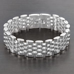 Polished Brick Link Bracelet (Silver)