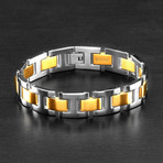 Dual Finish H Link Bracelet (Silver + Gold)