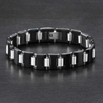 Dual Finish Cylinder Link Bracelet (Silver + Black)