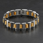 Dual Finish Cylinder Link Bracelet (Silver + Black)