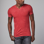 Ultra Soft Hand Dyed V-Neck // Red (2XL)