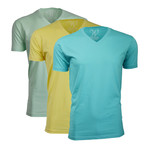 Ultra Soft Sueded V-Neck // Turquoise + Yellow + Mint // Pack of 3 (S)