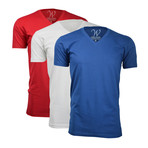 Ethan Williams // Extra Soft Suede V-Neck // Red + Blue + White // Pack of 3 (L)