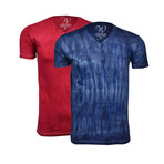 Ultra Soft Hand Dyed V-Neck // Red + Navy // Pack of 2 (L)