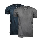 Ultra Soft Hand Dyed V-Neck // Charcoal + Gray // Pack of 2 (2XL)
