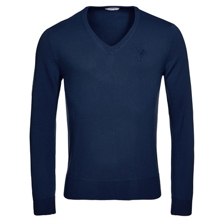 Versace Collection // V-Neck Sweater // Dark Blue (XL)