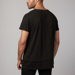 Double Layer Scoop Neck Peace Tee // Black (XL)