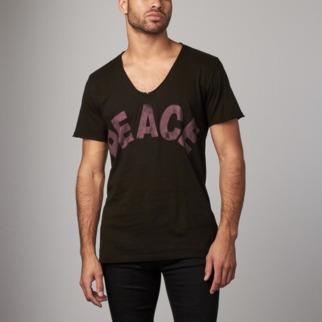 Peace V-Neck Vintage Wash Tee // Red (XS)