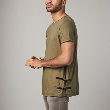 Crewneck Side Strap Tee // Olive Green (XS)