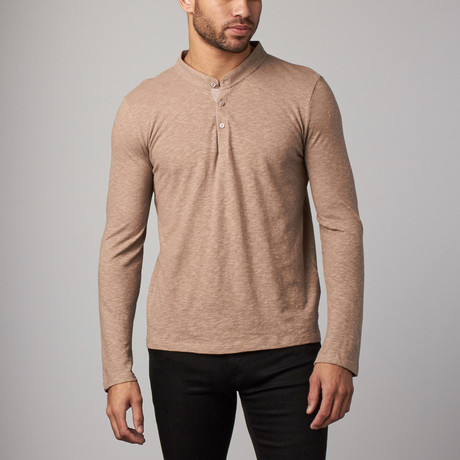 Linen Blend Henley Tee // Beige (XS)