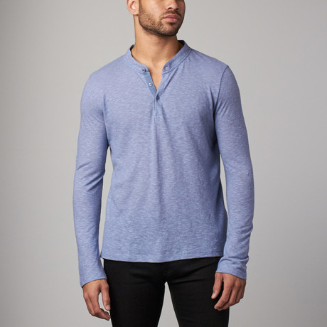 Linen Blend Henley Tee // Sky Blue (XS)