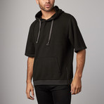 Oversized Short-Sleeve Hoodie // Black (XS)