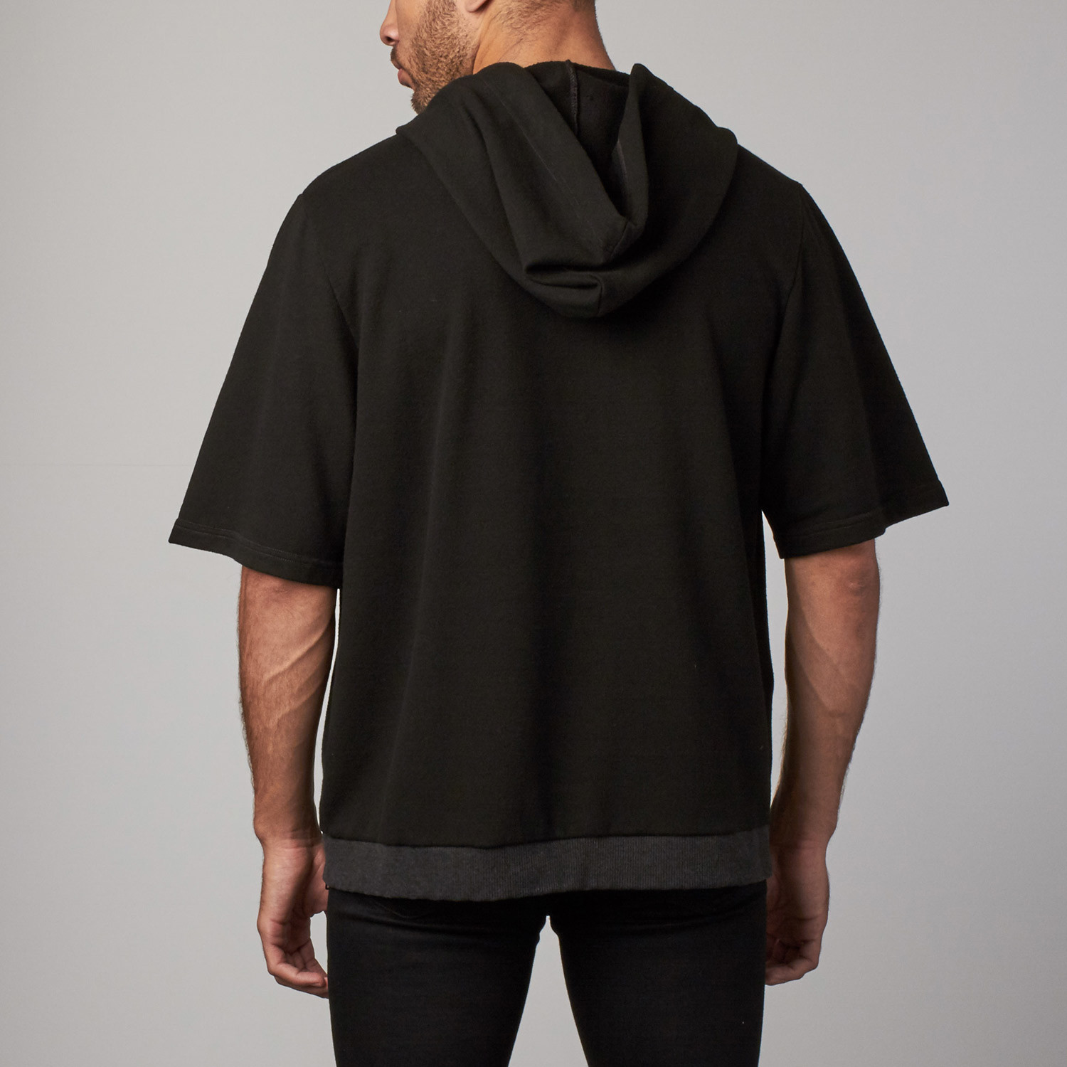 Oversized Short-Sleeve Hoodie // Black (XS) - The Project Garments ...