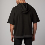 Oversized Short-Sleeve Hoodie // Black (XS)