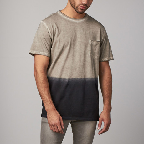 Crewneck Oil Wash Dip Dye Pocket Tee // Black (XS)