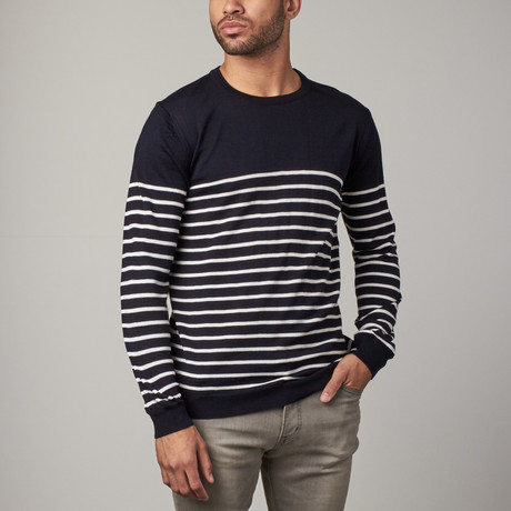 The Project Garments // Crewneck Color Block Knit // Marine (XS)