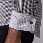 Interaffair // Cabell Long Sleeve Button-Up // Black + White (XL)