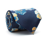 Handmade Tie // Gold + Navy Blue Floral