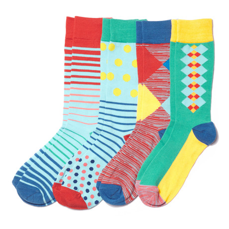 Engineered Dots + Geo Sock // Red + Yellow // Pack of 4