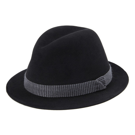 Hardin Flat Brim Fedora // Black + Coal (Medium)