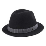 Hardin Flat Brim Fedora // Black + Coal (Medium)