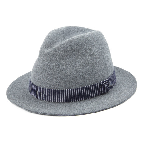 Hardin Flat Brim Fedora // Fog + North (Medium)