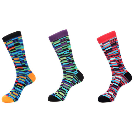 Color Barcodes Mid-Calf Sock // Pack of 3
