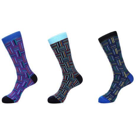 Quilted Stripes Mid-Calf Sock // Pack of 3