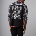 KISS Love Gun Rocker Shirt // Grey Gingham (L)