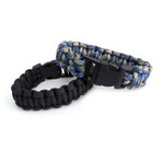 Paracord Snap Buckle Bracelet // Set of 2 (Black + Blue)