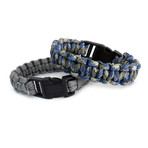Paracord Snap Buckle Bracelet // Set of 2 (Black + Blue)